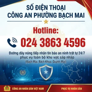 Số điện thoại Công an Phường Bạch Mai (sáp nhập Bách Khoa, Quỳnh Mai)