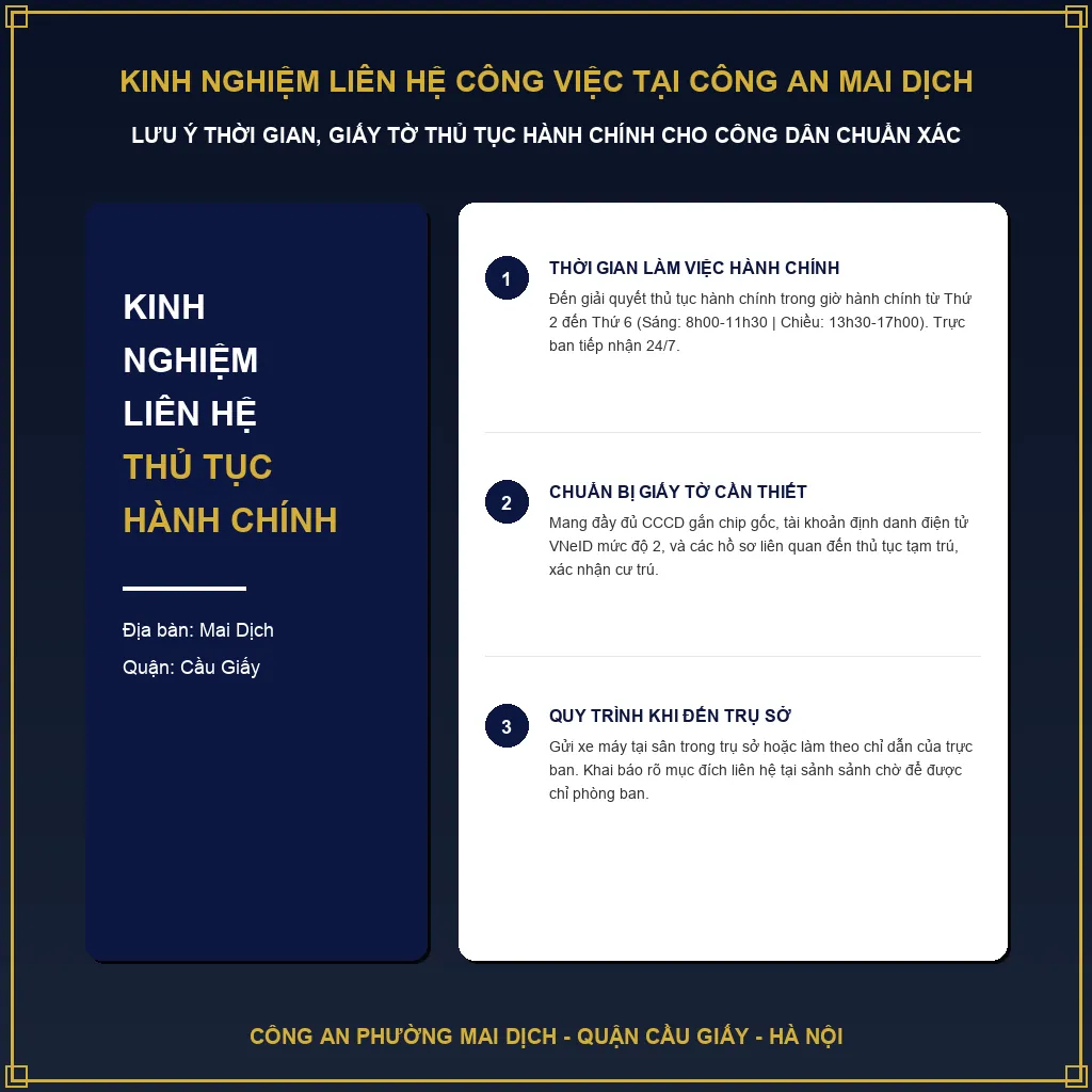 Kinh nghiệm liên hệ công việc tại trụ sở Công an phường Mai Dịch